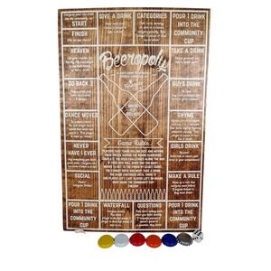 Beeropoly Wooden Wood Drinking Game 11 1/4" x 17" night party fun